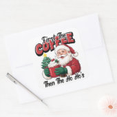 First The Coffee Then Ho Ho's Santa Vierkante Sticker (Envelop)