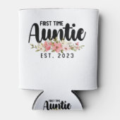 First Time Aunt Est 2023 Flowers Blikjeskoeler (Voorkant)