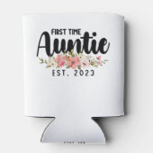 First Time Aunt Est 2023 Flowers Blikjeskoeler (Achterkant)