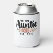 First Time Aunt Est 2023 Flowers Blikjeskoeler (Blikje Achterkant)