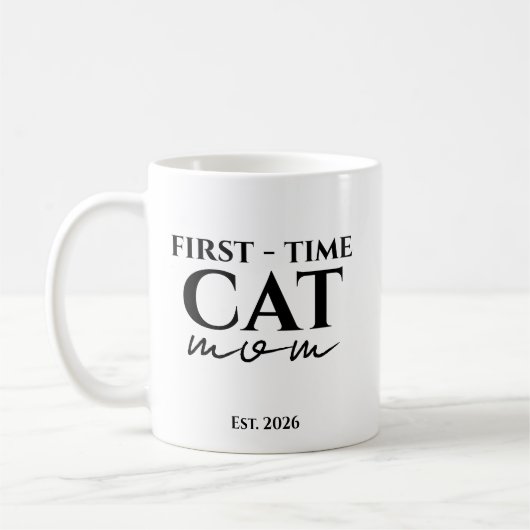 First Time Cat Mom Est. Year Personalized Text Koffiemok (Links)