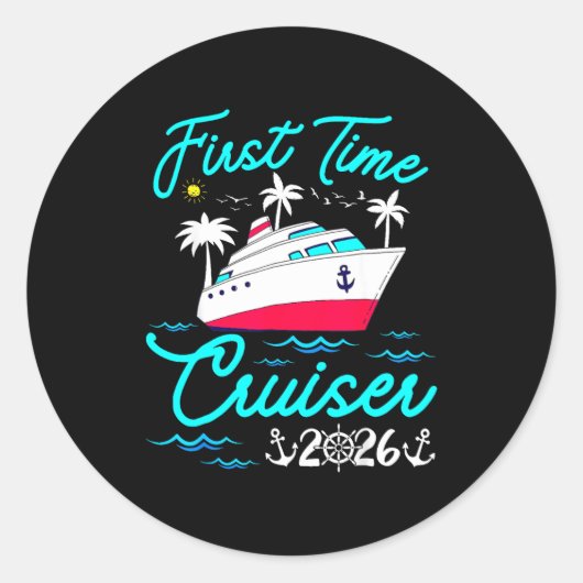 First Time Cruiser 2026 1st Cruise Vacation Family Ronde Sticker (Voorkant)