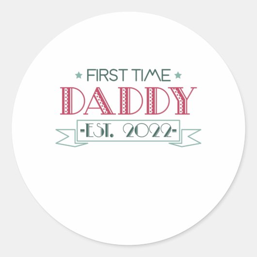 First Time Dad 2022 Ronde Sticker (Voorkant)