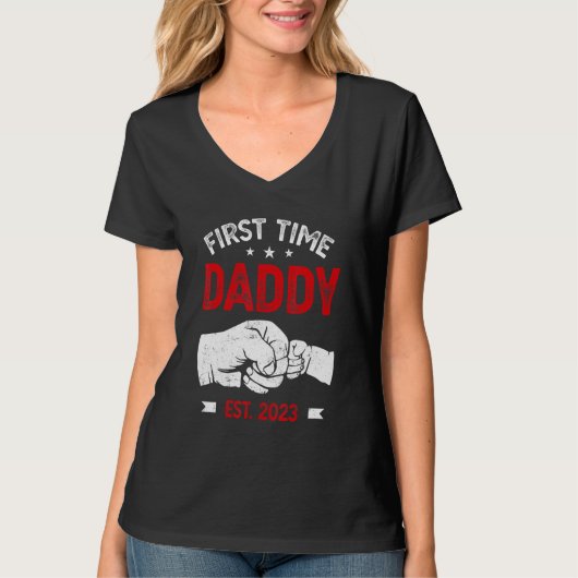 First Time Dad 2023 Father s Day Promoted Daddy Me T-shirt (Voorkant)