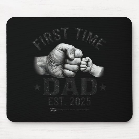 First Time Dad Est 2025 Fist Bump New Dad Father's Muismat (Voorkant)