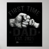 First Time Dad Est 2025 Fist Bump New Dad Father's Poster (Voorkant)