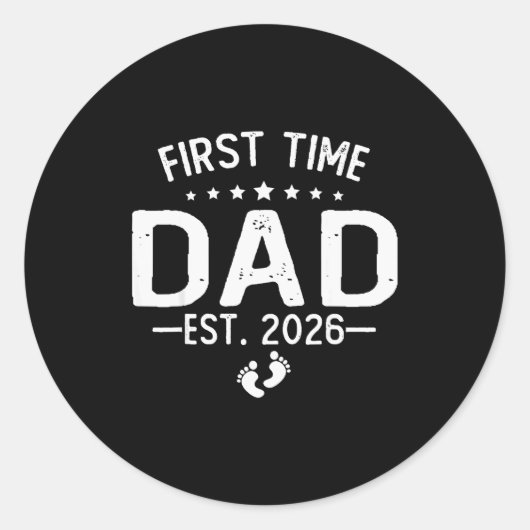 First Time Daddy New Dad Est 2026 Shirt Fathers Da Ronde Sticker (Voorkant)