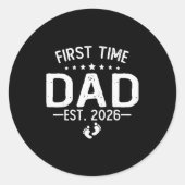 First Time Daddy New Dad Est 2026 Shirt Fathers Da Ronde Sticker (Voorkant)