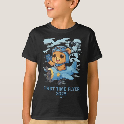 First Time Flyer 2025 Teddy Bear Aviator Kids Todd T-shirt (Voorkant)