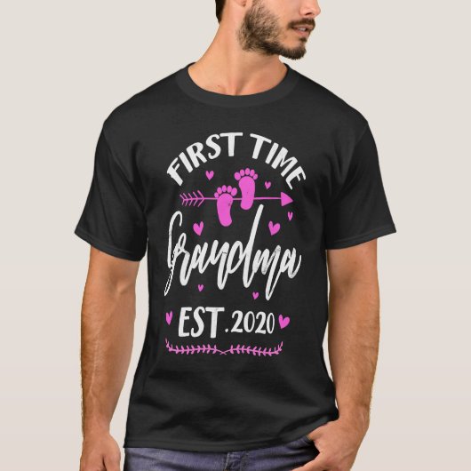 First Time Grandma 2020 Cute New Grandmother Baby  T-shirt (Voorkant)