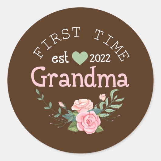First Time Grandma Est 2022 Promoted To New Ronde Sticker (Voorkant)