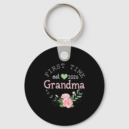 First Time Grandma Est 2026 New Grandmother 1st Ti Sleutelhanger (Voorkant)