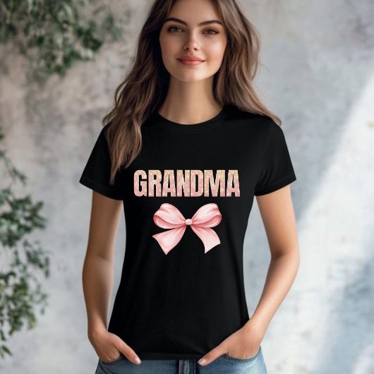 First Time Grandma Pink Ribbon Bow Nana T-shirt