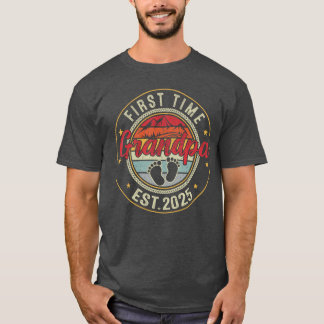 First time Grandpa 2025 for Grandfather to be retr T-shirt