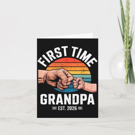 First Time Grandpa Est 2026 Baby Announcement Grea Kaart (Voorkant)