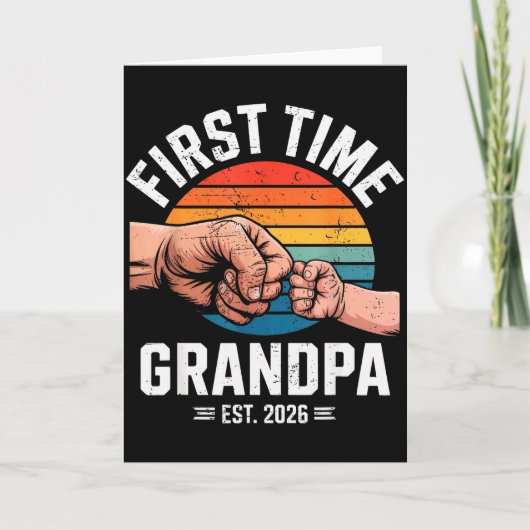 First Time Grandpa Est 2026 Baby Announcement Grea Kaart (Voorkant)