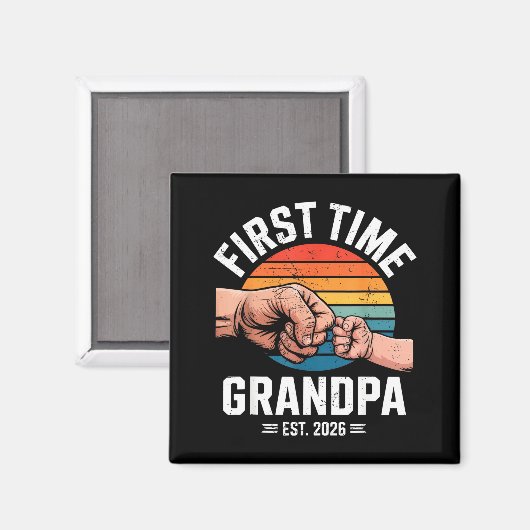 First Time Grandpa Est 2026 Baby Announcement Grea Magneet (Voorkant / Achterkant)