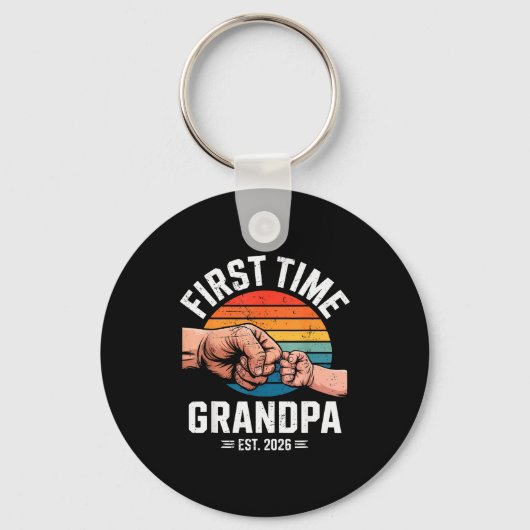 First Time Grandpa Est 2026 Baby Announcement Grea Sleutelhanger (Voorkant)