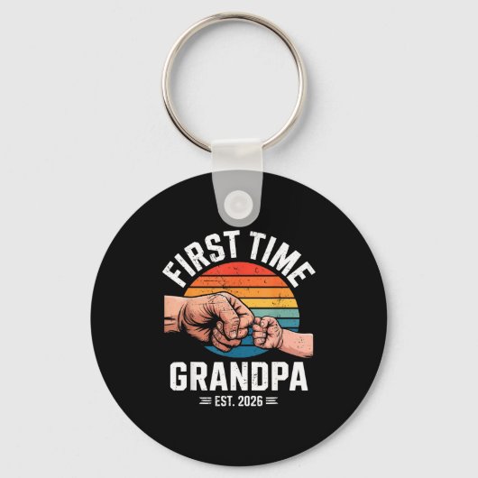 First Time Grandpa Est 2026 Baby Announcement Grea Sleutelhanger (Voorkant)