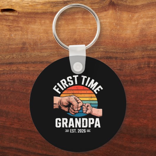 First Time Grandpa Est 2026 Baby Announcement Grea Sleutelhanger (Voorkant)