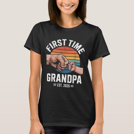 First Time Grandpa Est 2026 Baby Announcement Grea T-shirt (Voorkant)