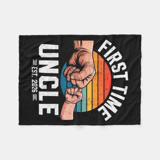 First Time Uncle Est 2026 Baby Announcement Great  Fleece Deken (Voorkant (Horizontaal))