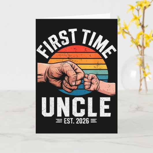 First Time Uncle Est 2026 Baby Announcement Great  Kaart (Gele Bloem)