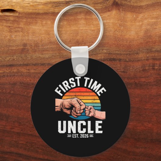 First Time Uncle Est 2026 Baby Announcement Great  Sleutelhanger (Voorkant)