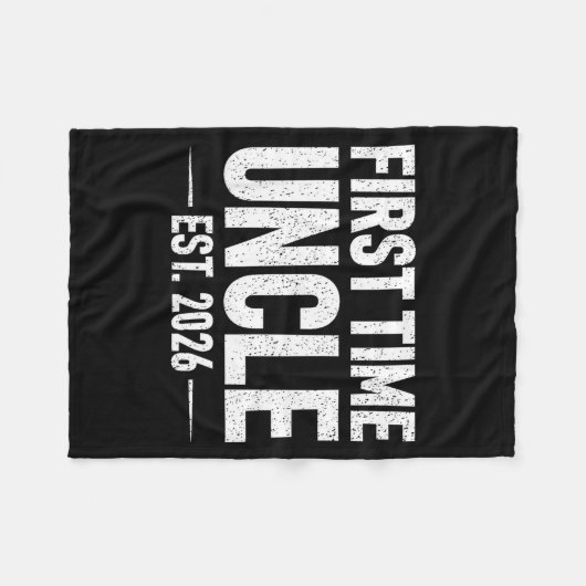 First Time Uncle Est. 2026 Funny New Uncle Fleece Deken (Voorkant (Horizontaal))