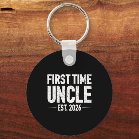 First Time Uncle Est. 2026 Funny New Uncle  Sleutelhanger (Voorkant)
