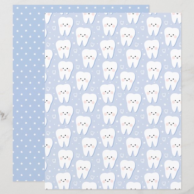 First Tooth Baby Boy Scrapbooking paper (Voorkant / Achterkant)