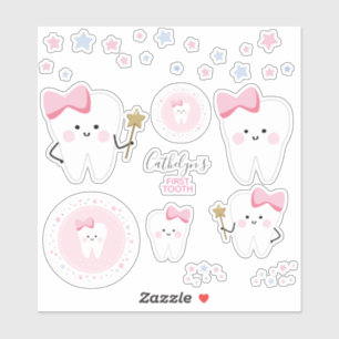 First Tooth Baby Girl Scrapbook of Party Stickers