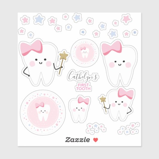 First Tooth Baby Girl Scrapbook of Party Stickers (Vel)
