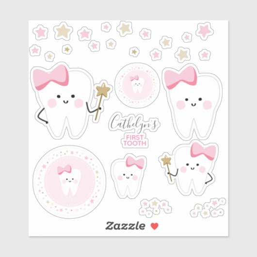 First Tooth Baby Girl Scrapbook of Party Stickers (Vel)