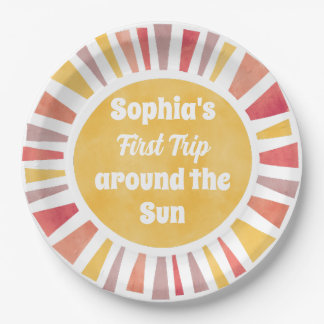 First Trip Around Sun Ballon For Girl Papieren Bordje