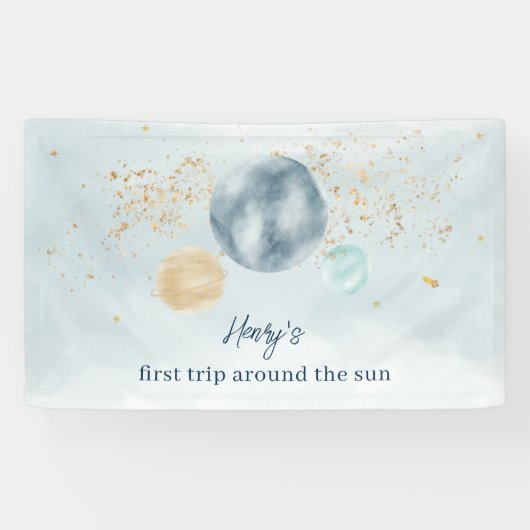 First Trip Around The Sun Birthday Banner Backdrop (Horizontaal)