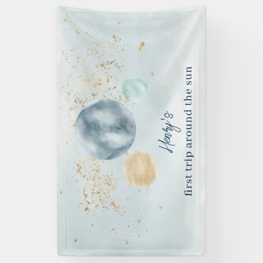 First Trip Around The Sun Birthday Banner Backdrop (Verticaal)