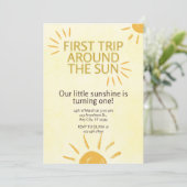 First Trip around the Sun Birthday Invitation Kaart (Staand voorkant)