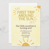 First Trip around the Sun Birthday Invitation Kaart (Voorkant / Achterkant)