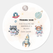 First Trip Around the Sun Birthday space animals  Ronde Sticker (Voorkant)