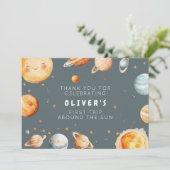 First Trip Around the Sun Birthday Thank You Card Kaart (Staand voorkant)