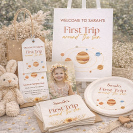 First Trip Around The Sun Boho Photo 1st Birthday Ronde Sticker