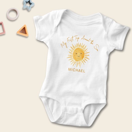 First Trip Around The Sun Boy's Birthday Romper