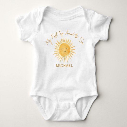 First Trip Around The Sun Boy's Birthday Romper (Voorkant)