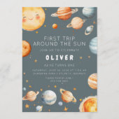 First Trip Around the Sun First Birthday  Kaart (Voorkant)