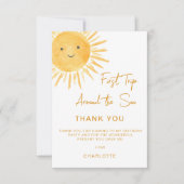 First Trip Around The Sun Girl's 1st Birthday Bedankkaart (Voorkant)