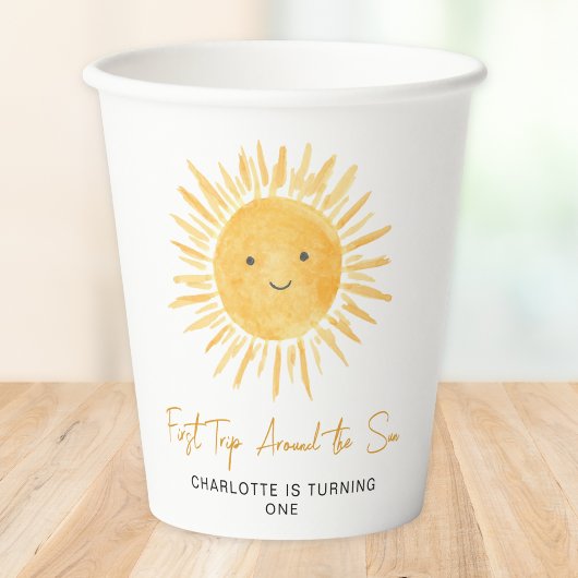 First Trip Around The Sun Girl's Birthday Party Papieren Bekers