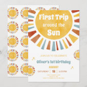 First Trip Around The Sun Invitation Kaart (Voorkant / Achterkant)