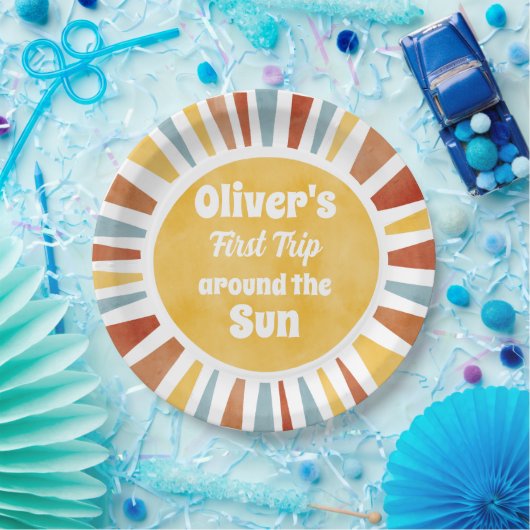 First Trip Around The Sun Invitation Papieren Bordje (Feest)