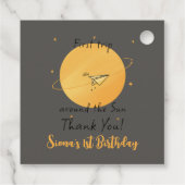 First Trip Around The Sun Paper Airplane Birthday Bedankjes Labels (Achterkant)